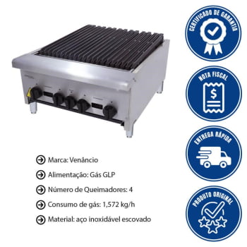 Chapa Grill Charbroiler Venâncio A Gás GLP Linha Americana 60cm CGG60(20543)