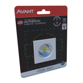 Luminária Led Avant Spot Authentic Quadrada 3W BR6500k Bivolt 250 Branco 865441376
