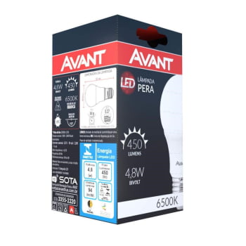 Kit 2 Lâmpadas Pera LED Avant Branco 9W Bivolt BR810-B 6500K Base E27 - CÓD 335401378