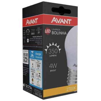 Kit 2 Lâmpadas LED Bolinha Avant Amarelo 4W Bivolt MG350-C 2700K Base E27 - CÓD 285171376