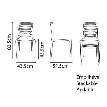 Kit 4 Cadeiras Tramontina Sofia Em Polipropileno E Fibra De Vidro Camurça Com Encosto Horizontal 92237310