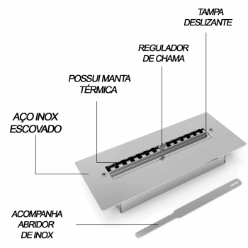 Q40 Lareira ecologica para embutir 40cm de abertura da chama