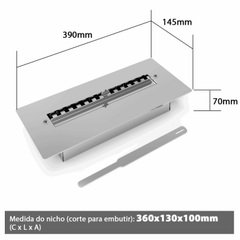 Q40 Lareira ecologica para embutir 40cm de abertura da chama