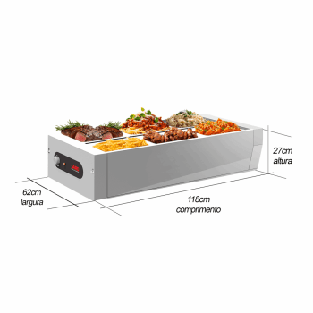 BFM622 Buffet térmico de Mesa aquecido Inox 6 cubas com tampa 220V