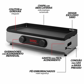 CP70 Chapa de Lanche Bifeteira Sanduicheira 70cm GLP