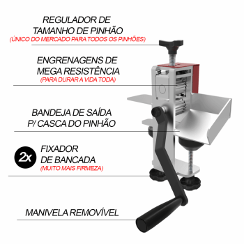 DPR Descascador de Pinhao Manual c/ regulagem de tamanho