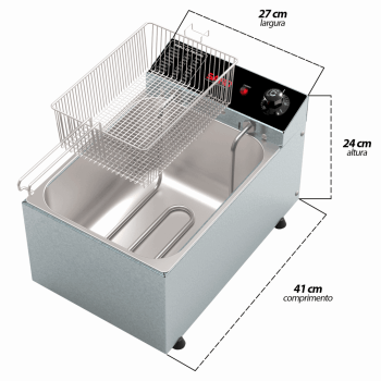 FR22 Fritadeira eletrica 3000W 1 cuba 5,0 litros 220V 50-60 Hz