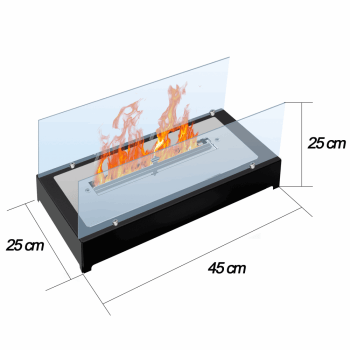 L30 Lareira ecologica completa com vidros 45cm (base de metal)