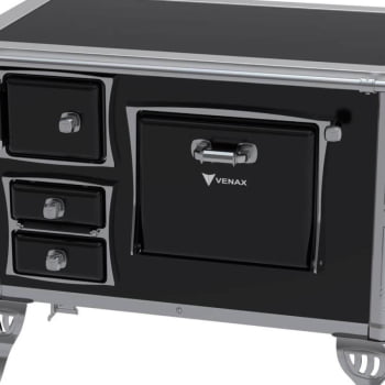 Fogão A Lenha Venax Gii N°1 Premium Preto Saída Lado Esquerdo Chapa De Vitrocerâmica 34978