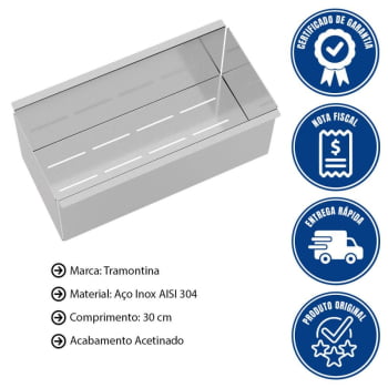 Escorredor Profundo Tramontina Inox 30cm Acabamento Acetinado Para Uso No Canal Organizador 94534021