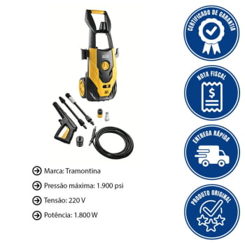 Lavadora De Alta Pressão Tramontina Master 1800W Mangueira 5m Jato Regulável 1900psi 220V 42552022