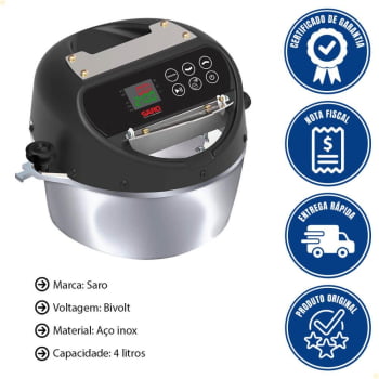 Panela Misturadora Elétrica Inteligente Saro Em Inox 4 Litros Bivolt Digital PA4I