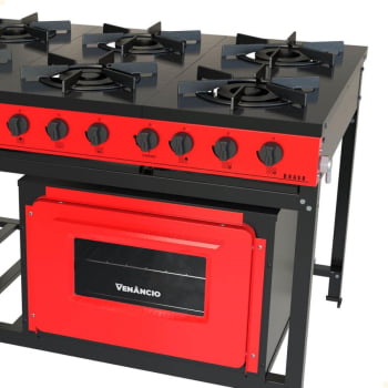Fogão Industrial Venâncio a Gás Bravo 6 Bocas com Forno Vermelho BR6BFVM