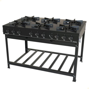 Fogão Industrial Venâncio a Gás GLP Bravo 6 Bocas Preto BR6BPR