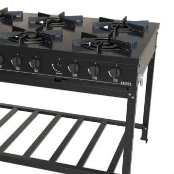 Fogão Industrial Venâncio a Gás GLP Bravo 6 Bocas Preto BR6BPR