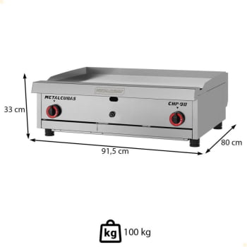 Chapa Bifeteira Premium A Gás Metalcubas Acendimento Automático CHP 90 G2