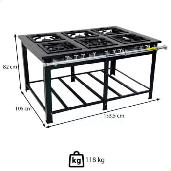 Fogão Industrial A Gás GN Maxi 6 Queimadores Duplos Venâncio 33025