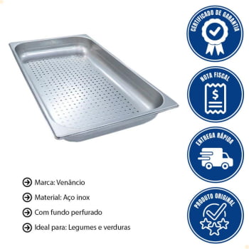 Cuba Venâncio Inox Com Fundo Perfurado 530 X 325 X 65 mm GN1/1P 530829