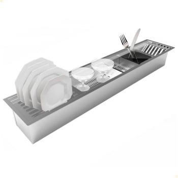Calha Úmida Organizadora Saro De Embutir Em Inox 90cm Com 5 Módulos CL90