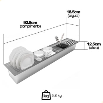 Calha Úmida Organizadora Saro De Embutir Em Inox 90cm Com 5 Módulos CL90