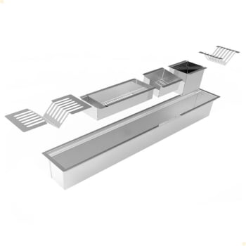 Calha Úmida Organizadora Saro De Embutir Em Inox 90cm Com 5 Módulos CL90