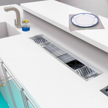 Calha Úmida Organizadora Saro De Embutir Em Inox 90cm Com 5 Módulos CL90