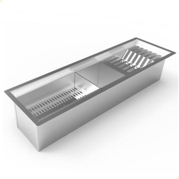 Calha Úmida Organizadora Saro De Embutir Sobreposta Em Inox 65cm Com 3 Módulos CL65