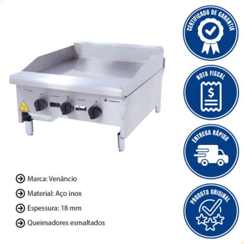 Chapa Venâncio Americana Em Aço Inox A Gás 18mm CG45