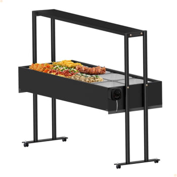 Buffet Térmico Aquecido Saro Inox 8 Cubas Com Tampa 220V Preto BF822