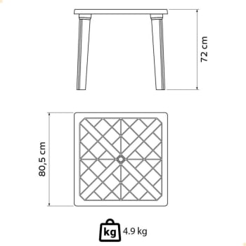Mesa Tramontina Sancho 80 x 80 cm em Polipropileno Preto 92313/009