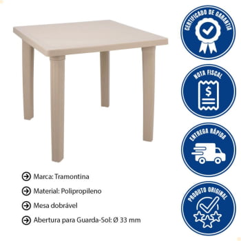 Mesa Tramontina Sancho 80 x 80 cm em Polipropileno Areia 92313/120