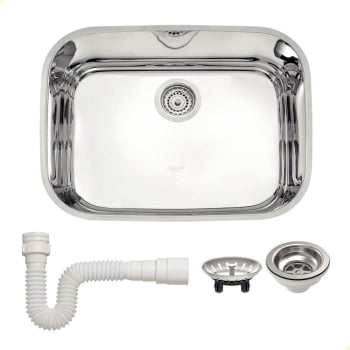 Cuba de Embutir Tramontina Lavínia 48 BL Prime Aço Inox Alto Brilho 48x34 cm com Válvula e Sifão Cuba de Embutir Tramontina Lavínia 48 BL Prime Aço Inox Alto Brilho 48x34 cm com Válvula e Sifão