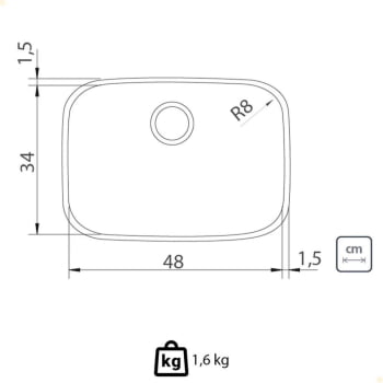 Cuba de Embutir Tramontina Lavínia 48 BL Prime Aço Inox Alto Brilho 48x34 cm com Válvula e Sifão