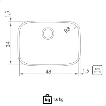 Cuba de Embutir Tramontina Lavínia 48 BL Prime Aço Inox Acetinado 48x34 cm com Válvula e Sifão