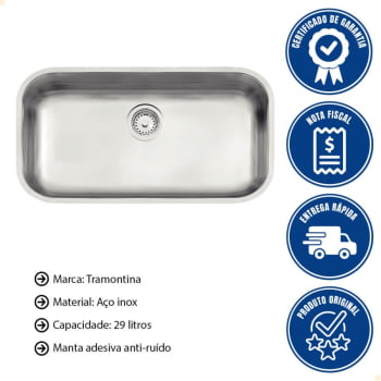 Cuba Tramontina Lavínia 56 BL Prime em Aço Inox Escovado 56x34 cm Com Válvula e Sifão 94024107