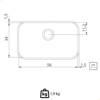 Cuba Tramontina Lavínia 56 BL Prime em Aço Inox Escovado 56x34 cm Com Válvula e Sifão 94024107
