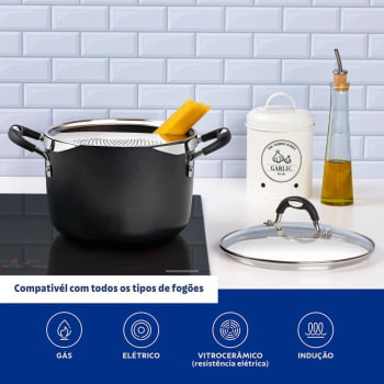 Espagueteira Tramontina Mônaco Induction em Alumínio com Revestimento Antiaderente Preto 22 cm 5,4 L