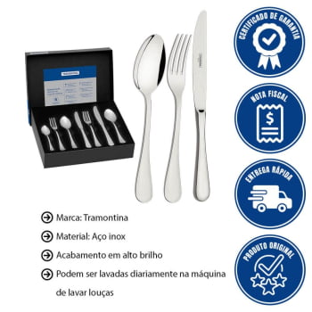 Faqueiro Tramontina Classic Em Aço Inox Facas De Mesa Forjadas Acabamento Brilho 42 Peças 66928180