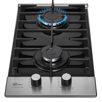Cooktop Fischer Platinium 2 Queimadores A Gás GII Trempe Ferro Fundido Vidro Preto Bivolt 3379592120