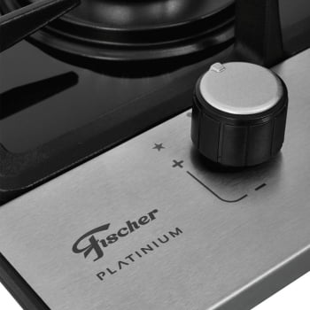 Cooktop Fischer Platinium 2 Queimadores A Gás GII Trempe Ferro Fundido Vidro Preto Bivolt 3379592120