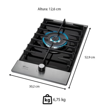 Cooktop Fischer Platinium A Gás 1 Queimador Tripla Chama Vidro Preto GII 33790(92104)