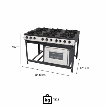 Fogão Industrial Venâncio a Gás Bravo 6 Bocas com Forno Padrão BR6BF