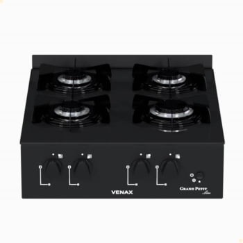 Fogão de Mesa 4 Bocas Venax Grand Petit Line Preto Gás GLP Bivolt 25999