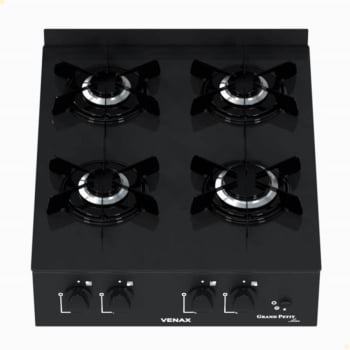 Fogão de Mesa 4 Bocas Venax Grand Petit Line Preto Gás GLP Bivolt 25999