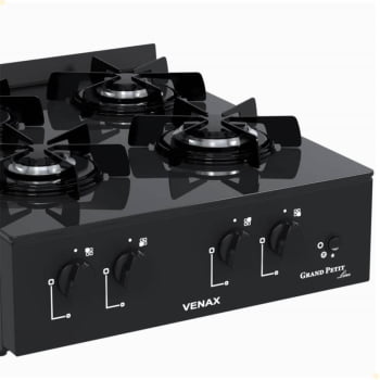 Fogão de Mesa 4 Bocas Venax Grand Petit Line Preto Gás GLP Bivolt 25999
