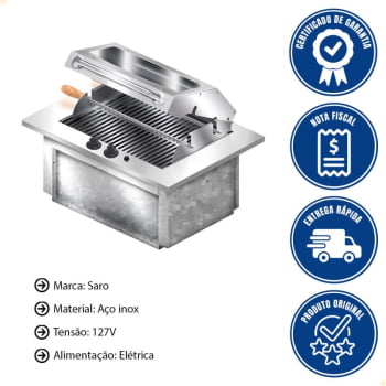 Churrasqueira Cooktop Elétrica De Embutir Saro 70x48x30cm 127V CHE11