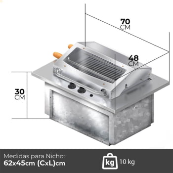Churrasqueira Cooktop Elétrica De Embutir Saro 70x48x30cm 127V CHE11