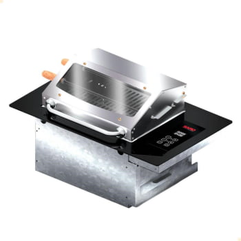 Churrasqueira Cooktop Elétrica Digital De Embutir Saro 70x48x30cm Acabamento Em Inox 127V CHED11