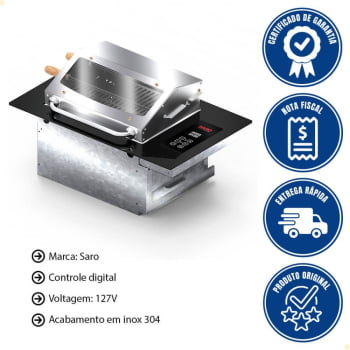Churrasqueira Cooktop Elétrica Digital De Embutir Saro 79x48x32cm Acabamento Em Inox 127V CHED11