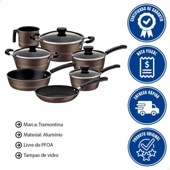 Conjunto Tramontina 9 Peças Softta E Sicília De Panelas E Talheres
